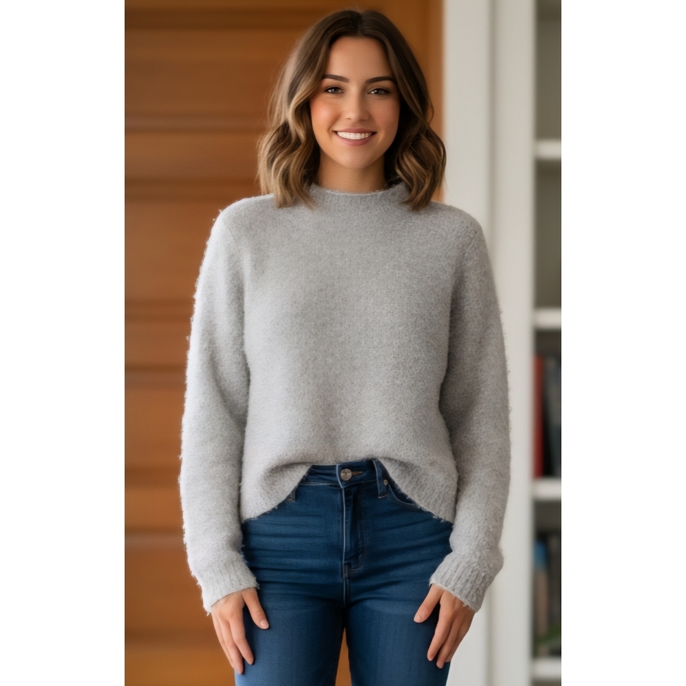 Aerie Fuzzy Cropped Mock Neck Sweater